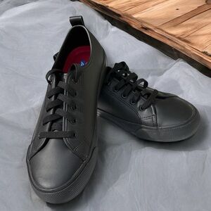 Women's Black Sketchers Leather Lace-up Alvie SR Work Sneaker Low Profile 108118
